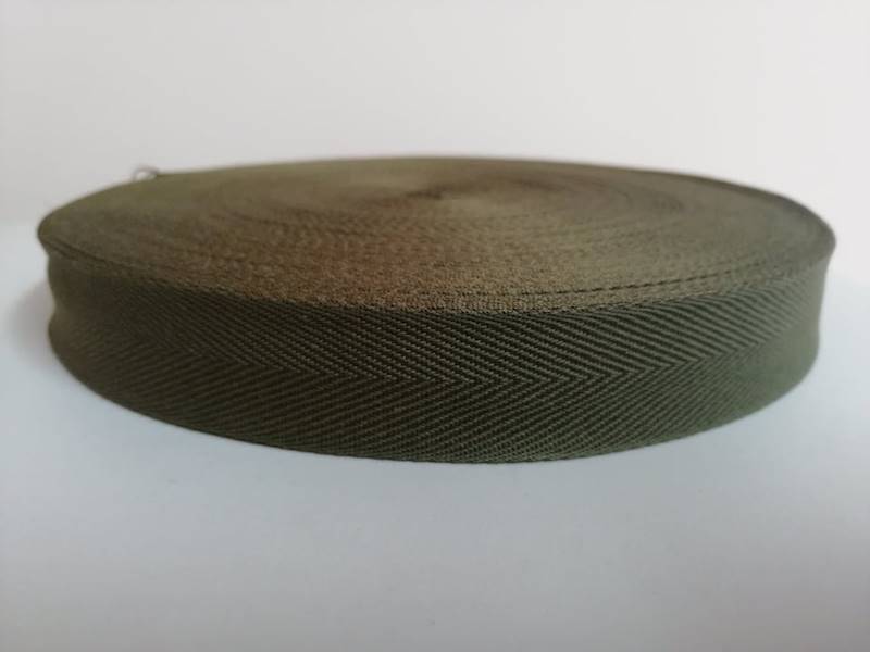 Taśma bawełniana jodełka - 25mm - khaki - 50mb