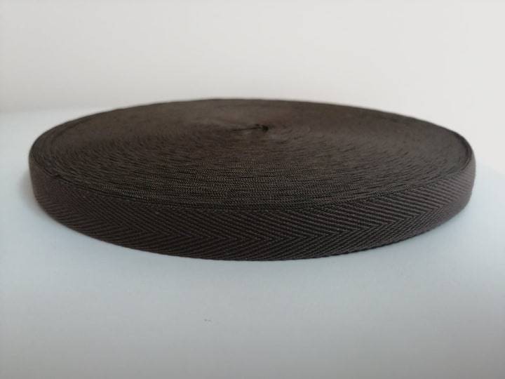 Taśma bawełniana jodełka - 15mm - brąz - 50mb