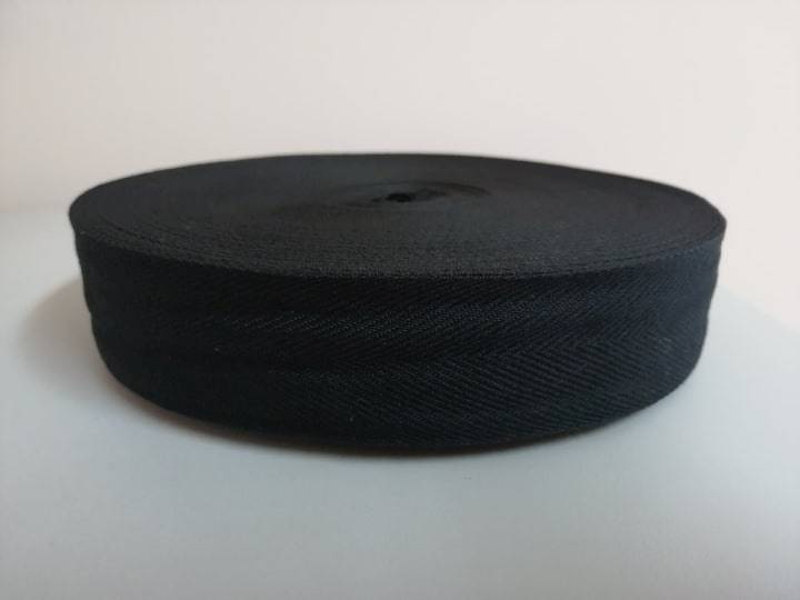 Taśma bawełniana jodełka czarna - 40mm - 50mb