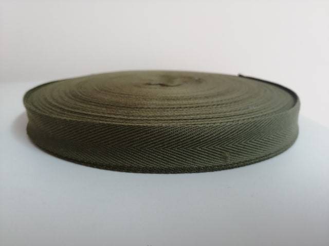 Taśma bawełniana jodełka - 20mm - khaki - 50mb