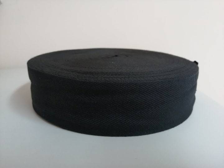 Taśma bawełniana jodełka czarna - 50mm - 50mb
