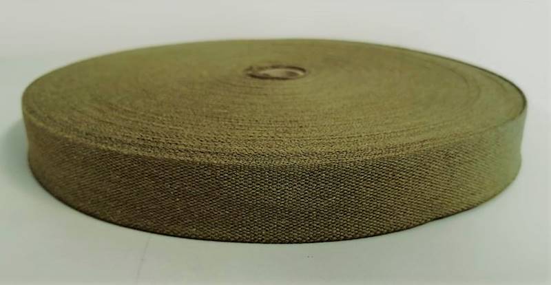 Taśma bawełniana płócienna - 20mm - khaki - 50mb