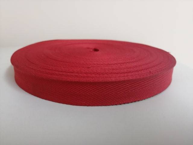 Taśma bawełniana jodełka - 20mm - czerwony - 50mb