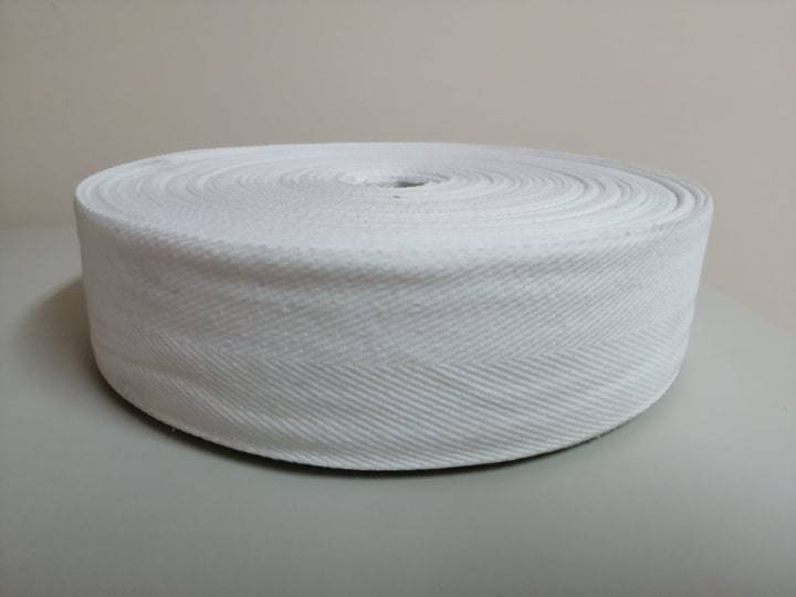 Taśma bawełniana jodełka biała - 50mm - 50mb