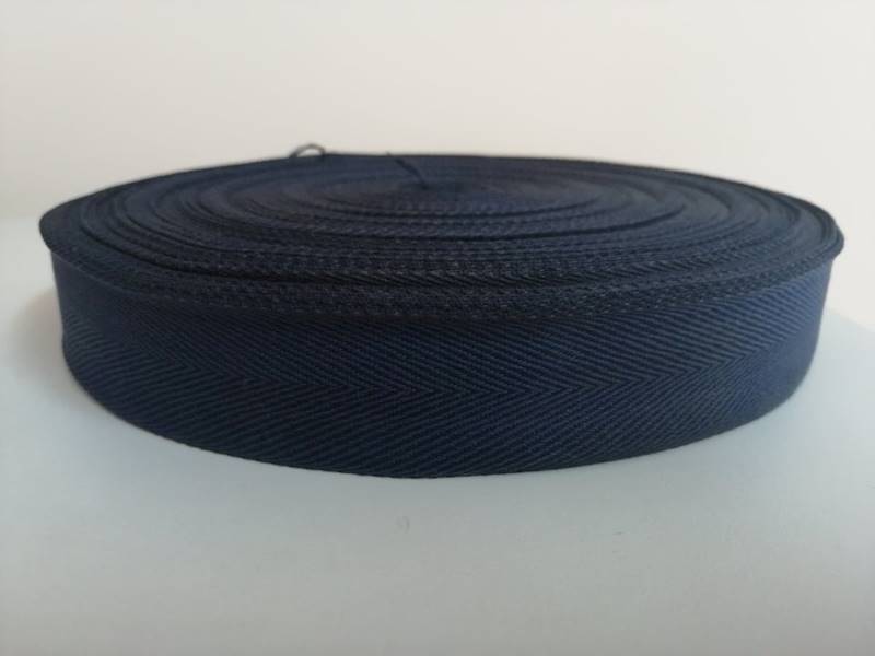 Tasma bawełniana jodełka - 30mm - granat - 50mb