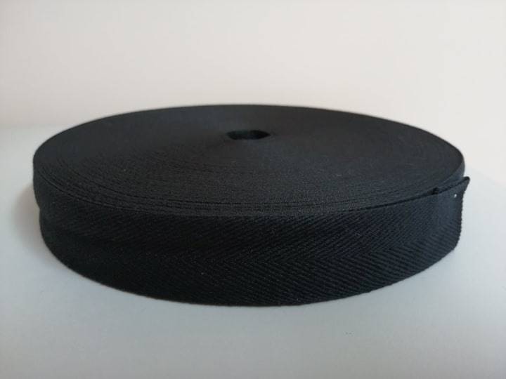 Taśma bawełniana jodełka czarna - 35mm - 50mb