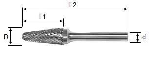 Frez Pilnikowy L1025X6 stożkowy-zaokrąglony KEL