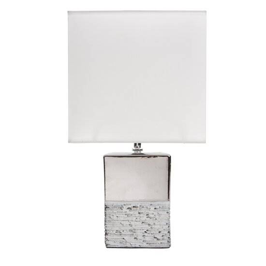 Lampa na komodę BRENDA/LAMP/2B 15x15x31cm biała+srebro 387057 EUROFIRANY