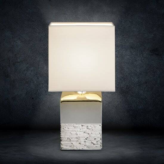 Lampa na komodę BRENDA/LAMP/2B 15x15x31cm biała+srebro 387057 EUROFIRANY