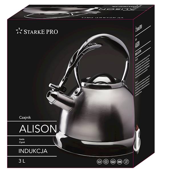 Czajnik nierdzewny Alison 3L srebrny satyna Starke Pro