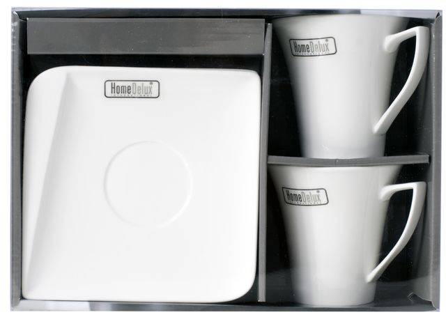 Komplet kawowy QUATRE 4 el. 2 filiżanki 250ml+2 spodki HD12064 HOMEDELUX