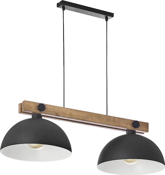 Lampa wisząca OSLO listwa czarna/drewno klosz metal 2xE27 1706 TK Lighting
