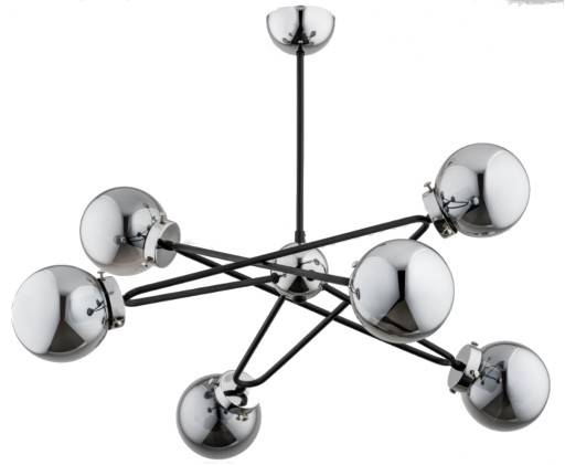 Lampa wisząca Sagito 6xE14 chrom/czarna klosze kulki grafit/transparent 25616 ALFA