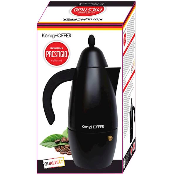 Aluminiowa kawiarka  Prestigio Black 6 espresso Konighoffer