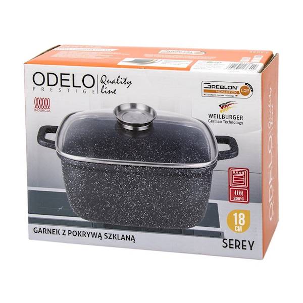 Garnek SEREY Greblon kwadratowy 18cm z pokrywą i aromatyzerem OD1779 ODELO