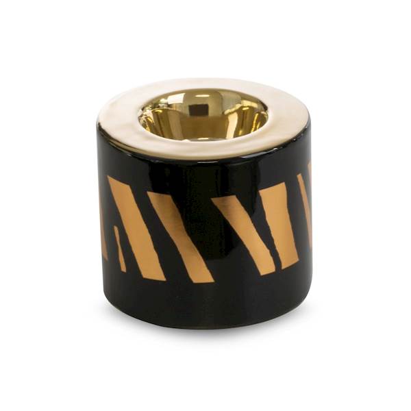 Świecznik SELENA czarny/złoty  8x8x7cm 388790  EUROFIRANY