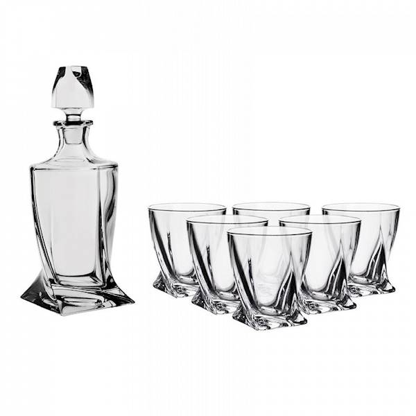 BOHEMIA QUADRO komplet kryształowych 6 szklanek 340ml z karafką 850ml 949391