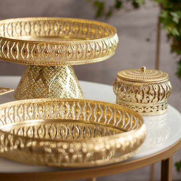 PATERA GLORI/PAT/01 27x27x14cm ZŁOTA+LUSTRO 392409 EUROFIRANY