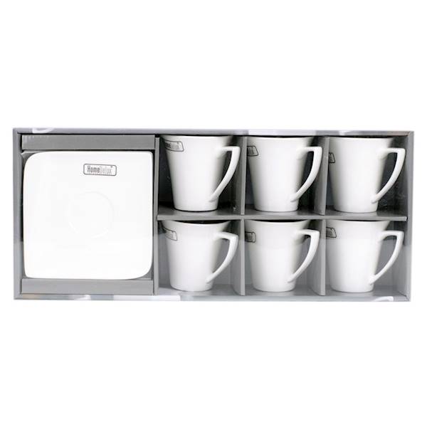 QUATRE zestaw kawowy 12el. (6 kubków 190ml + 6 spodków kwadratowych) HD12053 Home Delux