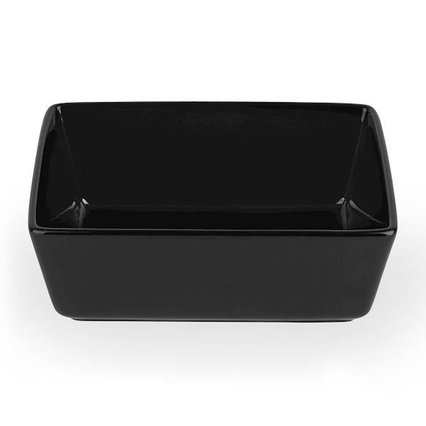 Maselniczka porcelanowa z pokrywką bambusową i nożykiem czarna 17x12x7cm KonigHOFFER