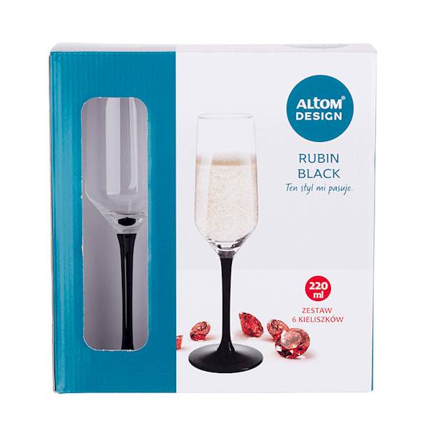 RUBIN BLACK kpl. 6 kieliszków do szampana 220ml 0103006603 ALTOM