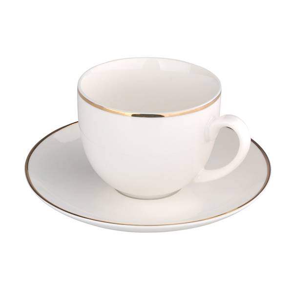 Bella Design złota linia filiżanka ze spodkiem 250ml/15cm porcelana 0101004960 ALTOM