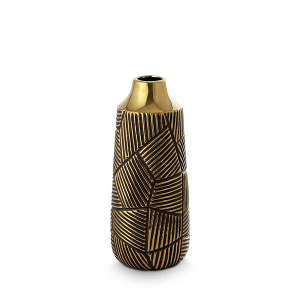 Wazon  EMMI/WAZ/06 12x12x25cm czarny+złoty 401415 EUROFIRANY