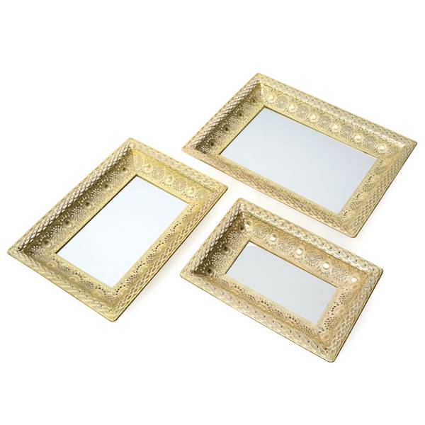 Patera z lustrzanym blatem GLORI/PAT/02 30,5x20x5cm złota 392411 EUROFIRANY