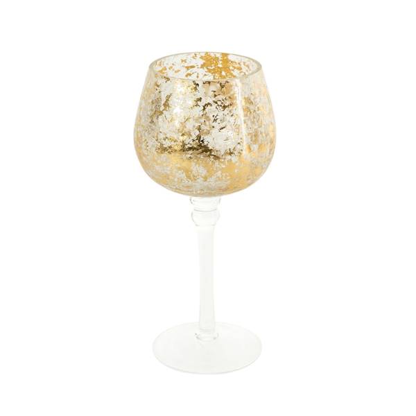 Świecznik .VERRE4/ŚWI/1B 9RDx25cm biały+złoty 368944 EUROFIRANY
