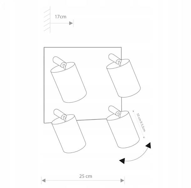 SMART LAMPA SPOT 4XGU10 KWADRAT SM-124B 1624CZARNA
