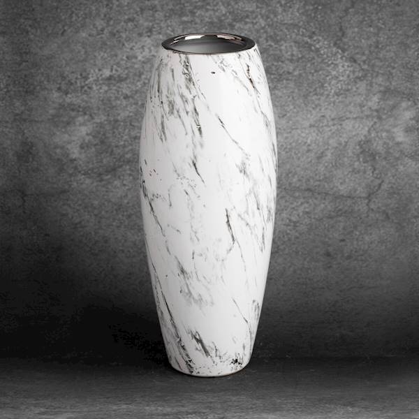 Wazon SANA/WAZ/03 12x12x30cm biały+srebrny 401810  EUROFIRANY