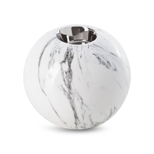 Świecznik SANA/ŚWI/01 9x9x8cm biały+srebrny 401814  EUROFIRANY