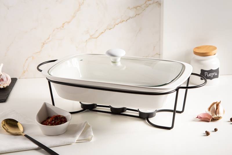 REGULAR ceramiczne naczynie prostokątne na czarnym podgrzewaczu 1,8l 020101243 ALTOM