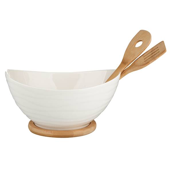 REGULAR salaterka owalna + 2 łyżki na bambusowej podstawie 29x24x15cm 01010052033 ALTOM
