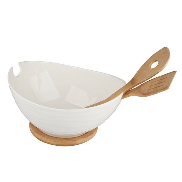 REGULAR salaterka owalna + 2 łyżki na bambusowej podstawie 29x24x15cm 01010052033 ALTOM