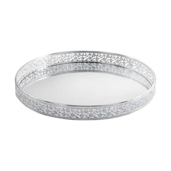 Taca z lustrzanym blatem  RIKI1/TAC/02 FI30x3cm srebrna 392279 EUROFIRANY