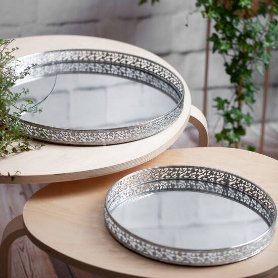 Taca z lustrzanym blatem  RIKI1/TAC/02 FI30x3cm srebrna 392279 EUROFIRANY