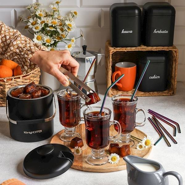 Wiaderko do lodu ze szczypcami LUGO 1,3 l czarny mat KonigHOFFER
