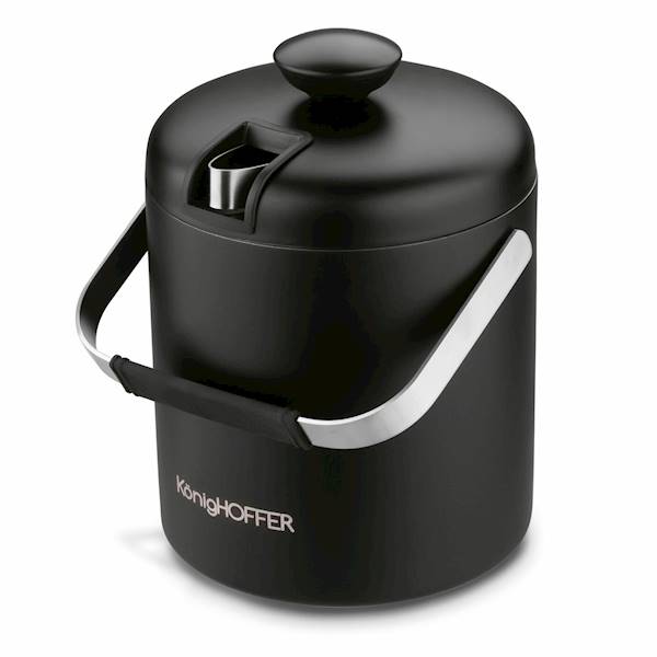 Wiaderko do lodu ze szczypcami LUGO 1,3 l czarny mat KonigHOFFER