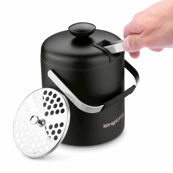 Wiaderko do lodu ze szczypcami LUGO 1,3 l czarny mat KonigHOFFER