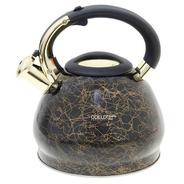 DE.CZAJNIK STAL.+GWIZDEK 3,0L OD2090 CZARNO/ZŁOTY
