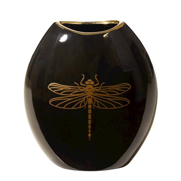 Wazon  LORI/WAZ/04 22x12x25cm czarny+złoto 379859  EUROFIRANY