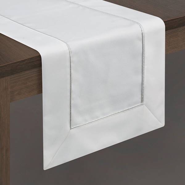 Bieżnik MADELE 40x140cm biały+srebrna lamówka 382224 EUROFIRANY