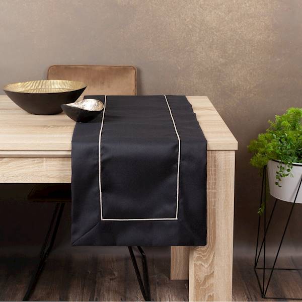 BIEŻNIK MADELE 40x180  CZARNY+SREBRNA LAMÓWKA 392526 EUROFIRANY