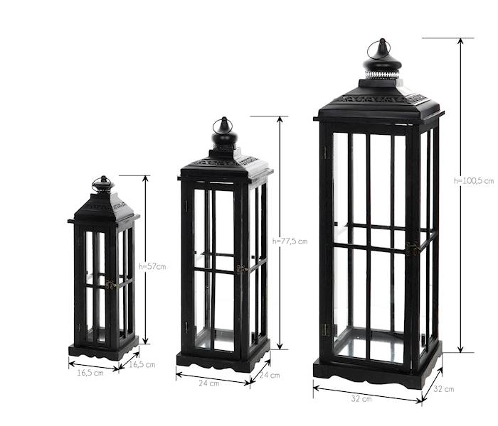 MESSA MSL3204BLACK LATARNIA ŚREDNIA DR/MET 77,5x24
