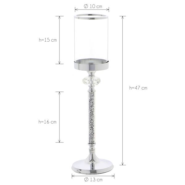 MESSA MSK238 ŚWIECZNIK MET.+SZKŁO FI13cm H=47cm