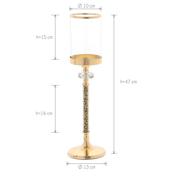MESSA MSK238FG ŚWIECZ.MET.+SZKŁO FI13cm H=47cm