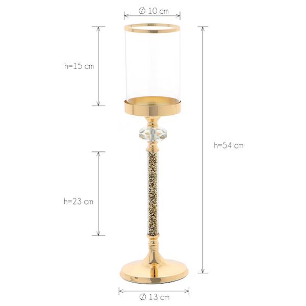 MESSA MSK239 ŚWIECZNIK MET.+SZKŁO FI13cm H=54cm