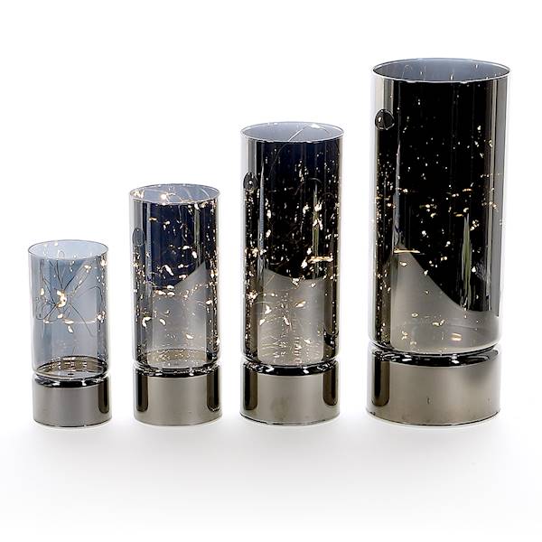 MESSA MSL075 SILVER LAMPKA W CYLINDRZE 9x25cm