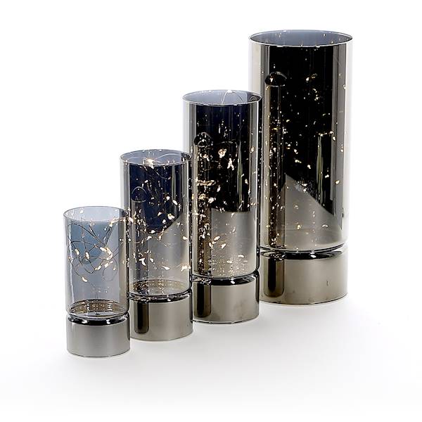 MESSA MSL090 SILVER LAMPKA W CYLINDRZE 12x30cm